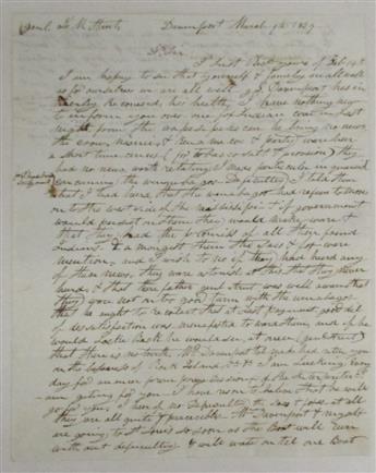 (IOWA.) LeClaire, Antoine. Long letter by the founder of Davenport, six weeks after its incorporation.